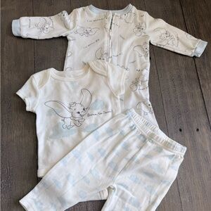 Disney Cream and Blue Dumbo Pajama Set